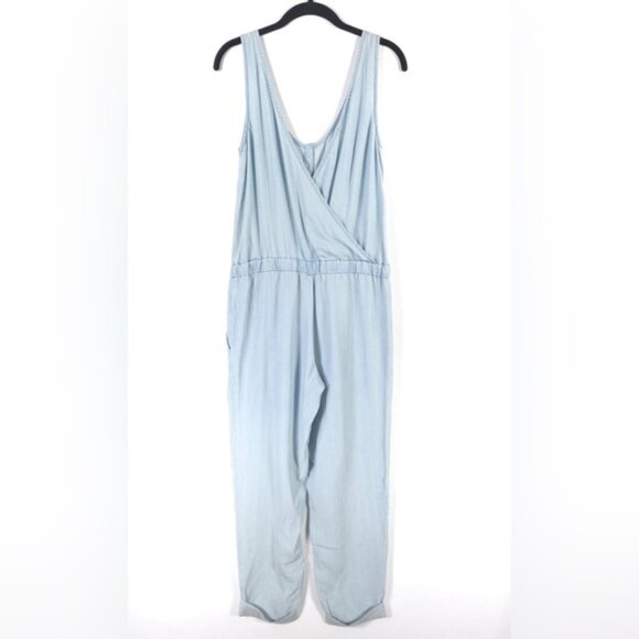 Cloth & Stone‎ Deep Surplice Back Blue Chambray Jumpsuit TENCEL 06609-670 SMALL - Picture 3 of 14
